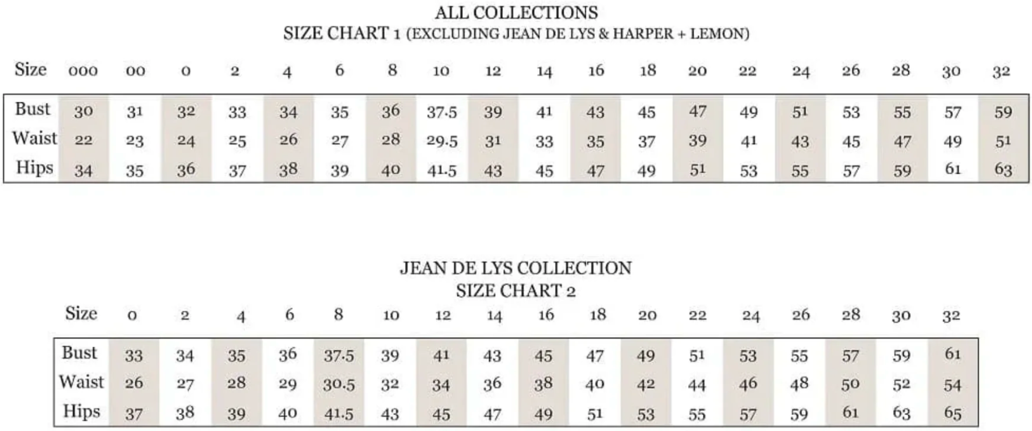 Alyce Paris Size Chart